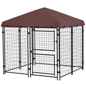 4.6' x 4.6' x 5' Dog Kennel Outdoor with Waterproof Canopy, Large Door
